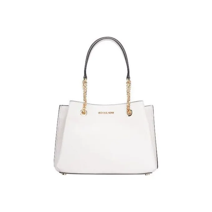 MICHAEL KORS Teagen Cow Leather Handbag, Shoulder Bag Women's Milk White-0