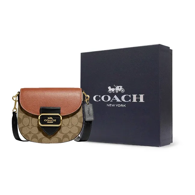 COACH Cow Leather Saddle Bag, Crossbody Bag, Shoulder Bag Small Size Women's Brown & Rusty-6
