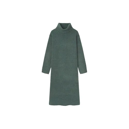 UNIQLO Long-Sleeved Dresses Women's Dark Green