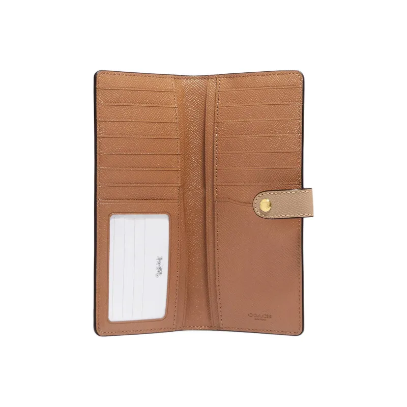 COACH Slim Wallet Cross-Stitch Leather Wallet Regular Women's Taupe-4