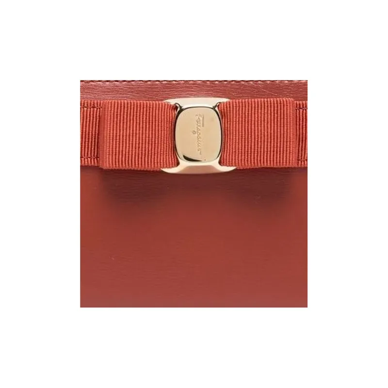 FERRAGAMO Vara Calfskin Wallet Women's Cognac Brown-3
