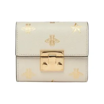 GUCCI Padlock Faux Canvas Cropped Foldable Wallet Women's White