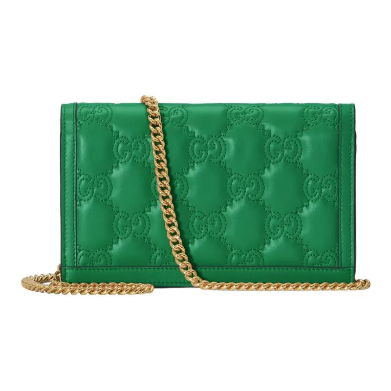 GUCCI Leather Small Square Bag Shoulder Bag Crossbody Bag Wallet Women's Green-3