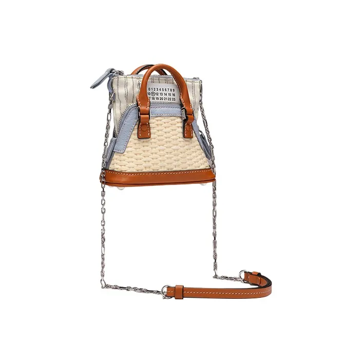 Maison Margiela 5AC Cow Leather Portable Crossbody Bag, Shoulder Bag Regular Women's Brown/Light Blue-1