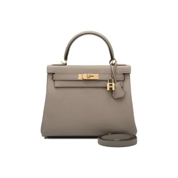 HERMES Kelly Togo Calfskin Kelly Bag Handbags Women's M8 Gris Asphalte Asphalt Gray