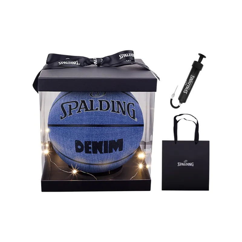 SPALDING Denim Collection PU Basketball Blue Black Size 7 Training-5