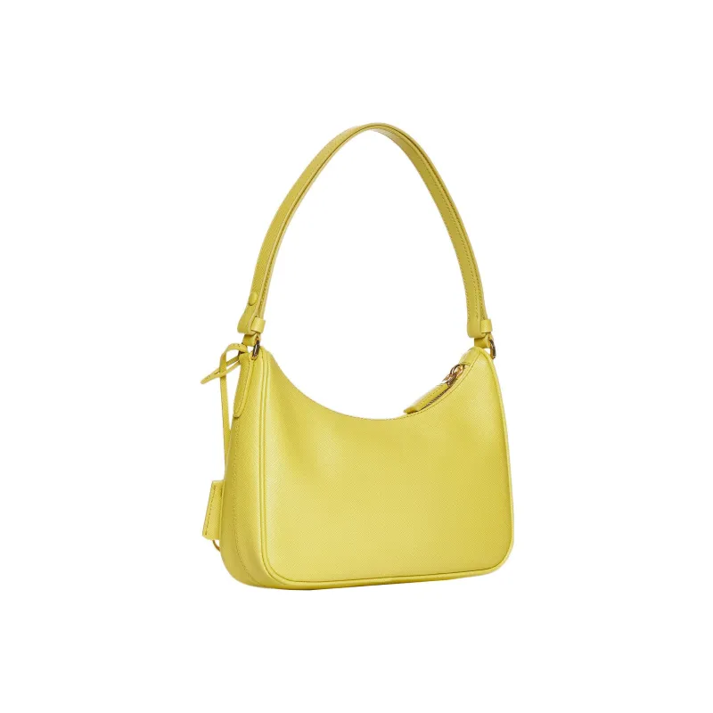 PRADA Leather One Shoulder Handbag Mini Women's Yellow-2
