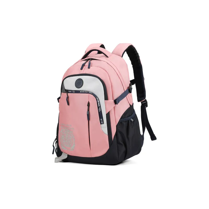 AOKING AK Polyester Backpack Large Size Unisex Light Pink/Light Gray/Black-1