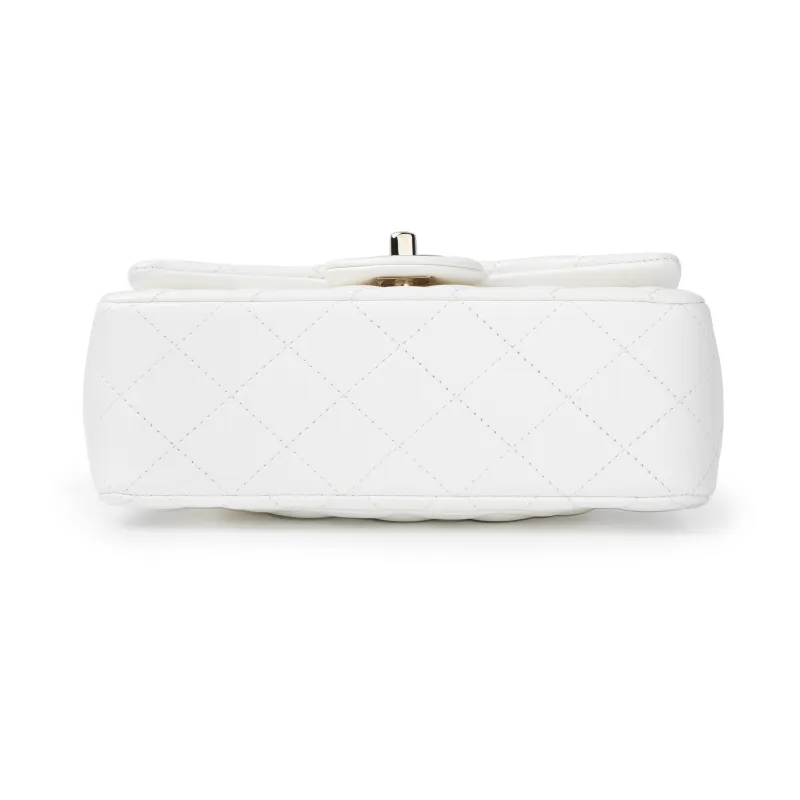 CHANEL Classic Flap CF Lambskin Handbag, Shoulder Bag, Crossbody Bag Mini Women's White-3