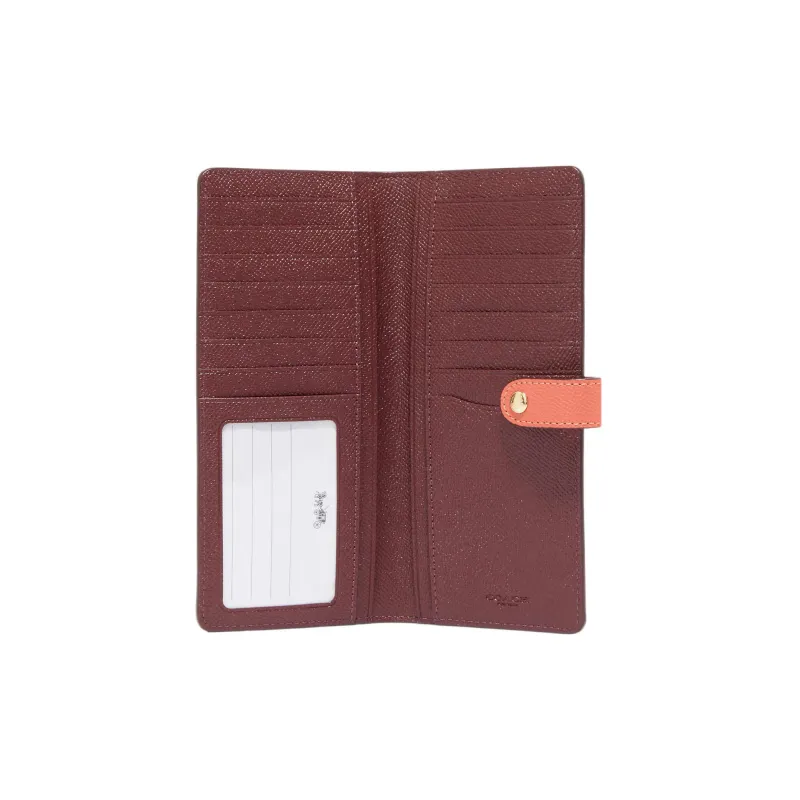 COACH Slim Wallet Cross-Stitch Leather Wallet Women's Light Coral-1