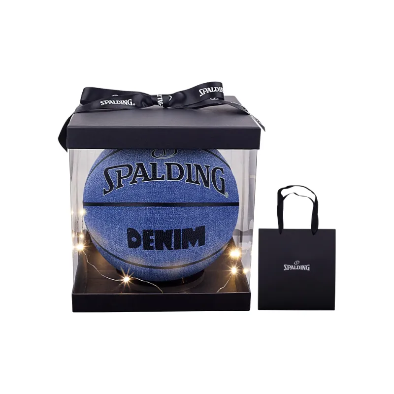 SPALDING Denim Collection PU Basketball Blue Black Size 7 Training-0