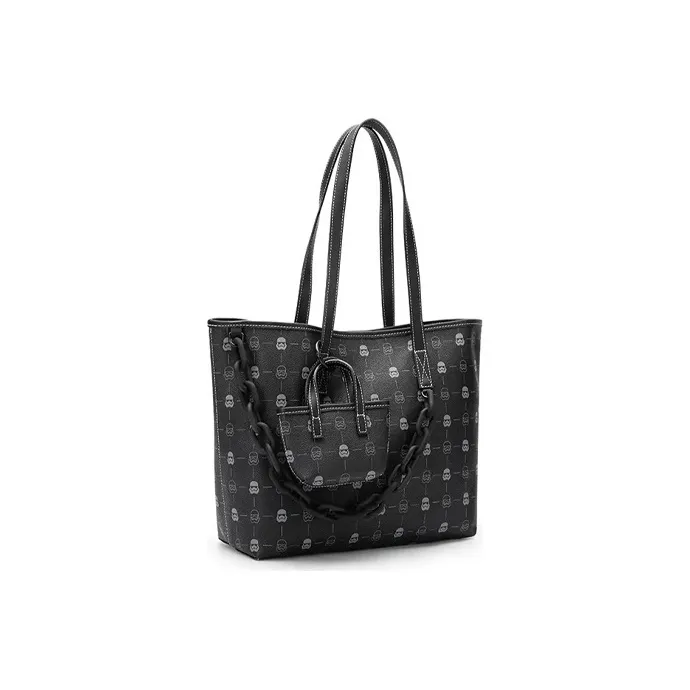 BANGE PVC Tote Bag Shopping Bag Handbag Shoulder Bag Medium Size Women's Black-1