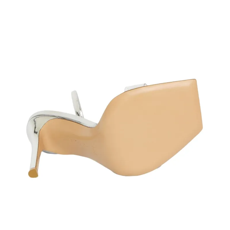 GIANVITO ROSSI Ribbon Candy One Strap Sandals 10.5cm Women's Silver-4