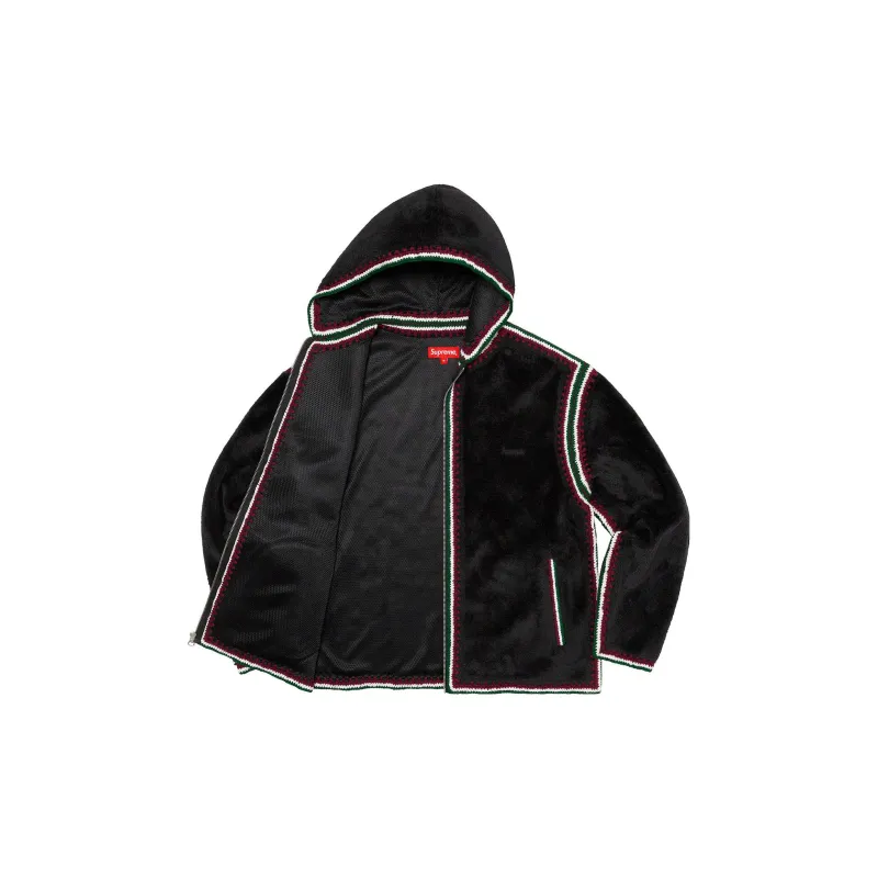 Supreme Crochet Edge Hooded Zip Up Top-1