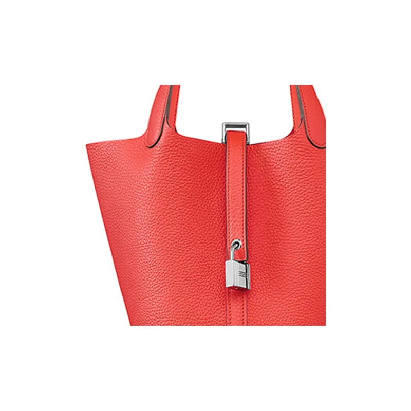 HERMES Picotin Lock Cow Leather Basket Bag Handbag Women's 0E Rose Texas Pink-3