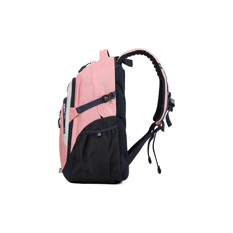AOKING AK Polyester Backpack Large Size Unisex Light Pink/Light Gray/Black-2