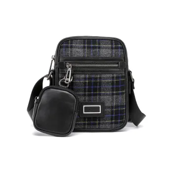 NOMK Top Grain Cow Leather Messenger Bag, Shoulder Bag, Crossbody Bag Medium Size Unisex Blue