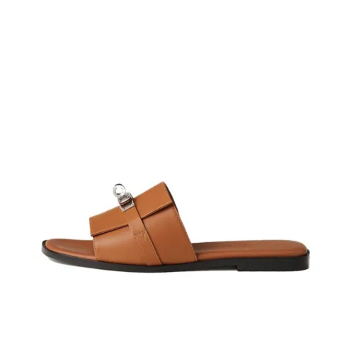 HERMES Slide Slippers Women's Brown