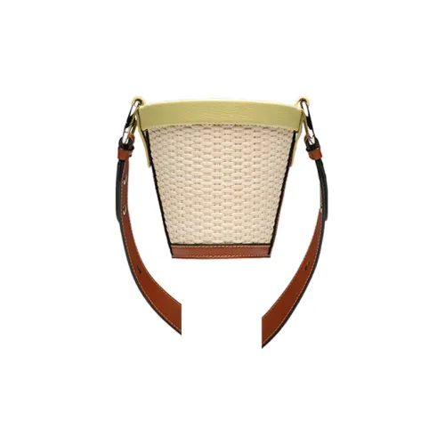 Maison Margiela Rattan Mixed Calf And Goatskin Bucket Bag Portable Crossbody Bag Shoulder Bag Unisex Brown/Yellow