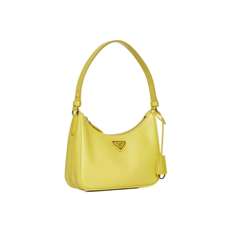 PRADA Leather One Shoulder Handbag Mini Women's Yellow-1