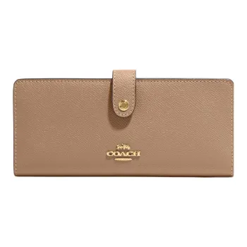 COACH Slim Wallet Cross-Stitch Leather Wallet Regular Women's Taupe