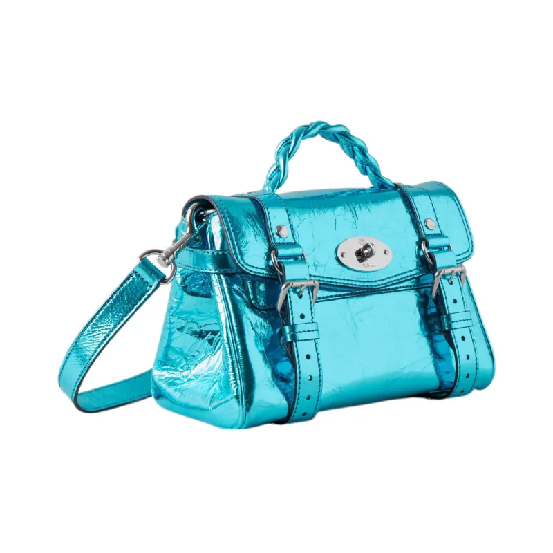 Mulberry Alexa Cowhide Leather Handbag Shoulder Bag Crossbody Bag Mini Women's Blue-1