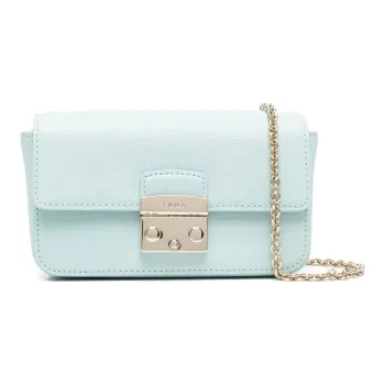 Furla Metropolis Collection Polyurethane Shoulder Bag Crossbody Bag Mini Women's Blue