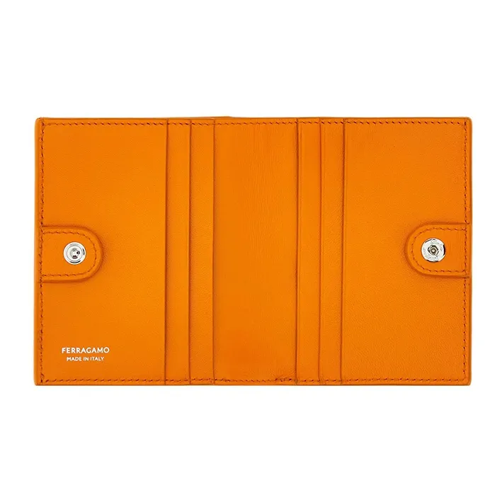 FERRAGAMO GANCINI Cow Leather Wallet Small Size Women's Red/Orange-3