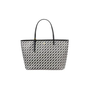 TORY BURCH GEO Coated Canvas Tote Bag Shopping Bag Handbag Shoulder Bag Women's Black