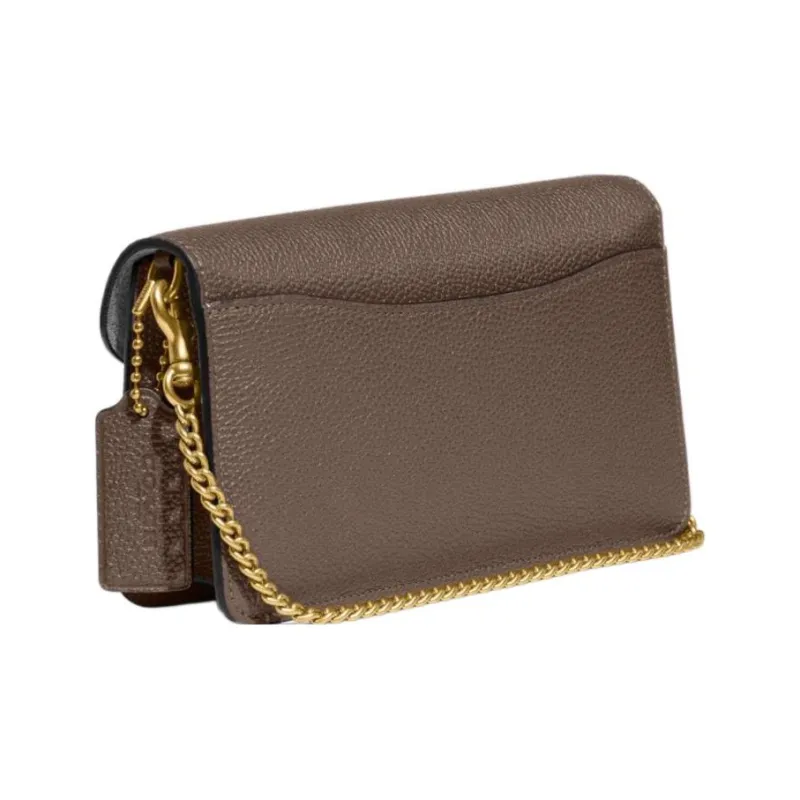 COACH Leather Shoulder Bag Clutch Trumpets Women's Dark Brown-1