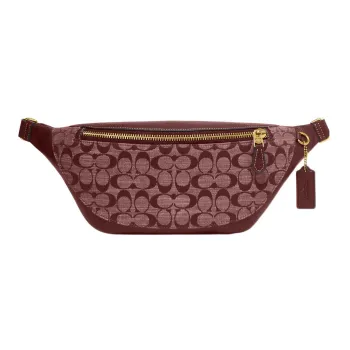 COACH Belt Fabric With Cow Leather Shoulder Bag, Fanny Pack Large Size Women's Burgundy