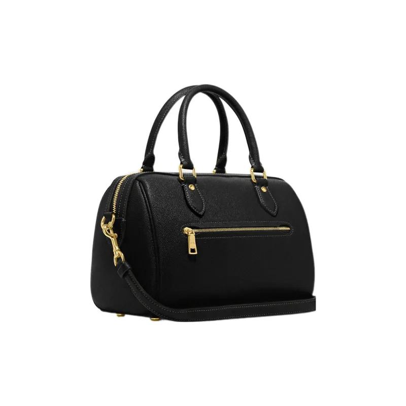 COACH Rowan Cross-Stitch Leather Handbag Shoulder Bag Crossbody Bag Medium Size Women's Black-1