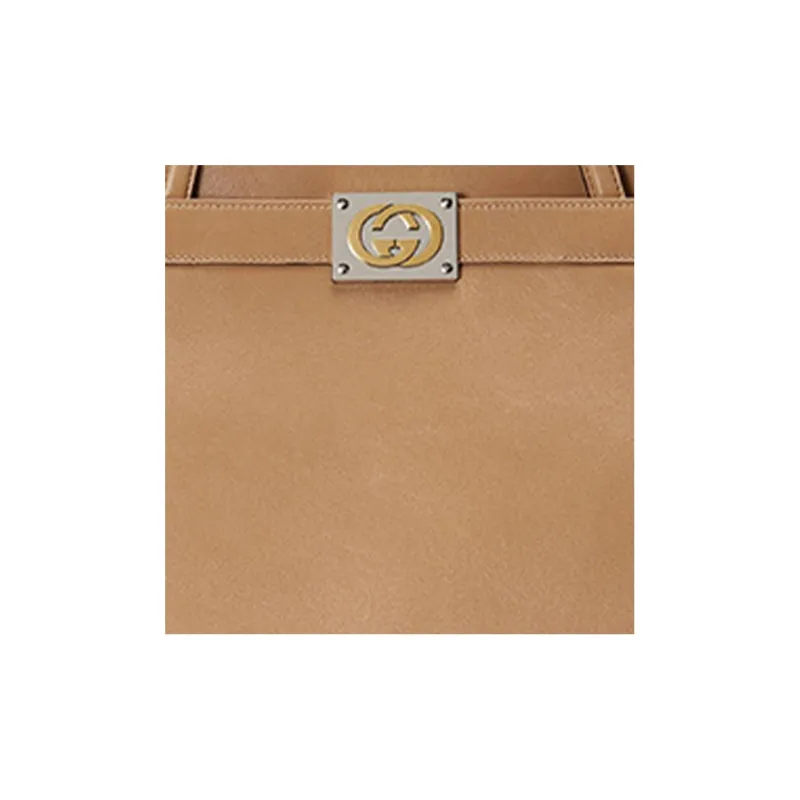 GUCCI Lambskin Tote Bag Shopping Bag Portable Crossbody Bag Shoulder Bag Women's Tan-7