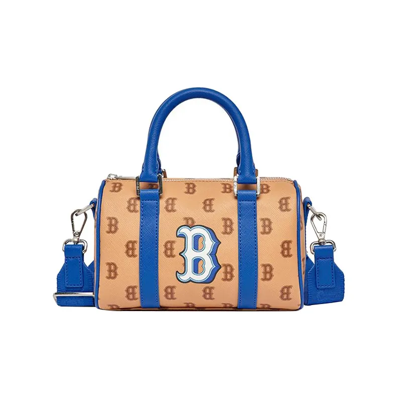 MLB Artificial Leather Pillow Bag Boston Bag Handbag Shoulder Bag Small Size Unisex Blue Brown Multicolor-0