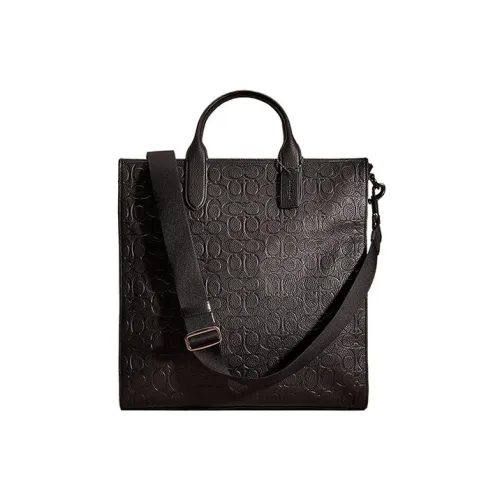 COACH Gotham Tall Pebbled Leather Tote Bag, Shopping Bag, Handbag, Shoulder Bag, Crossbody Bag Tubas Men's Black