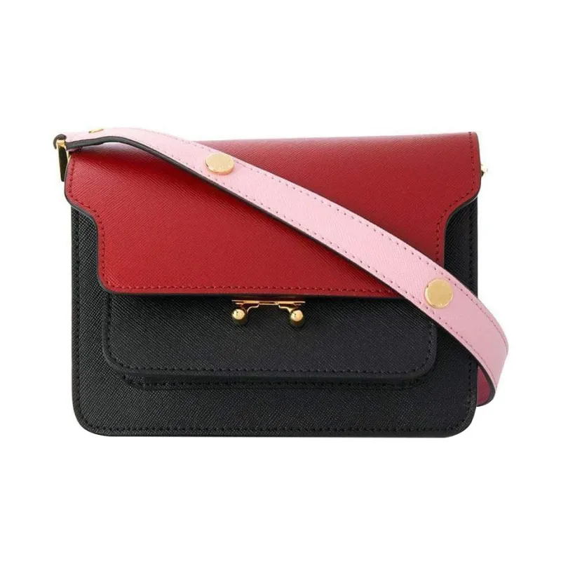 MARNI Trunk Calfskin Trunk Bag, Crossbody Bag, Shoulder Bag Mini Women's Black/Red/Pink-0