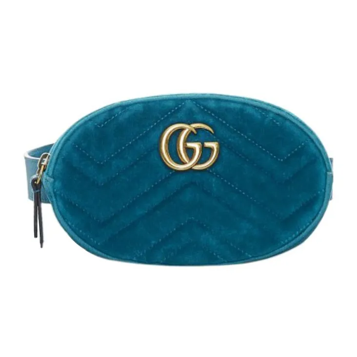 GUCCI GG Marmont Velvet Sling Bag Fanny Pack Women's Turquoise-0