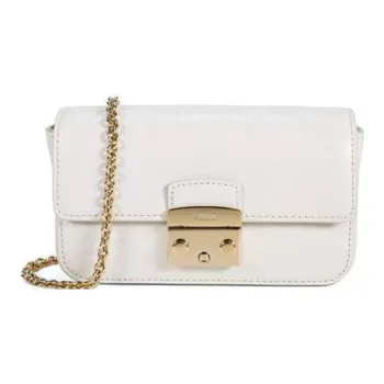 Furla Metropolis Collection Cow Leather Shoulder Bag Crossbody Bag Small Size Women's White