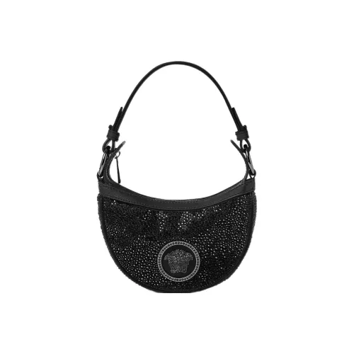VERSACE La Medusa Mulberry Silk With Lambskin Detail Handbag Mini Women's Black