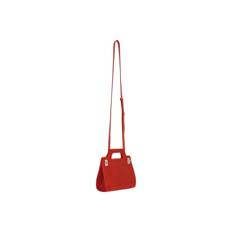 FERRAGAMO Leather Shoulder Bag Crossbody Bag Handbag Mini Women's Red-2