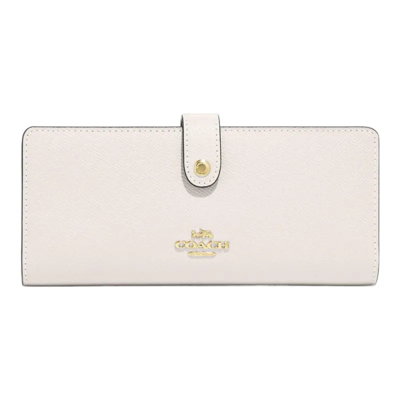 COACH Slim Wallet Cross-Stitch Leather Wallet Women's White-0