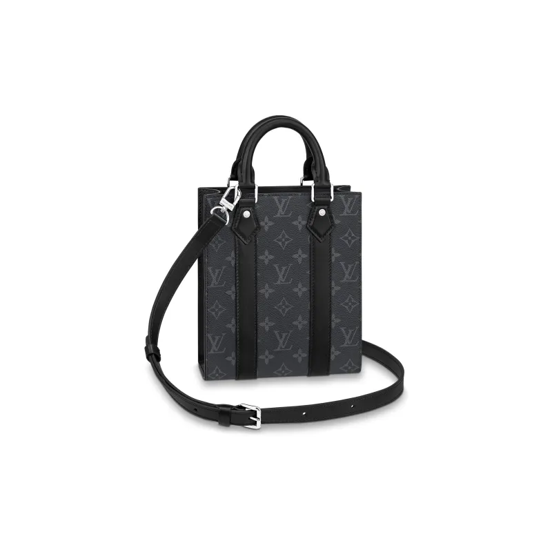 LOUIS VUITTON Sac Plat Coated Canvas Sheet Music Bag, Handbag, Shoulder Bag, Crossbody Bag Mini Men's Black-0