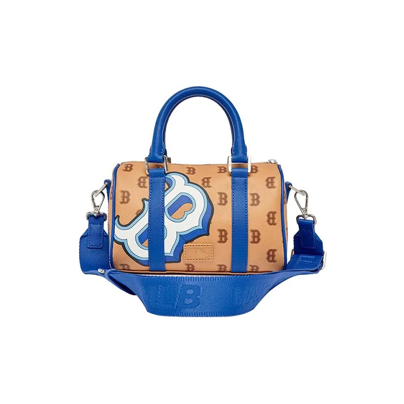 MLB Artificial Leather Pillow Bag Boston Bag Handbag Shoulder Bag Small Size Unisex Blue Brown Multicolor-3