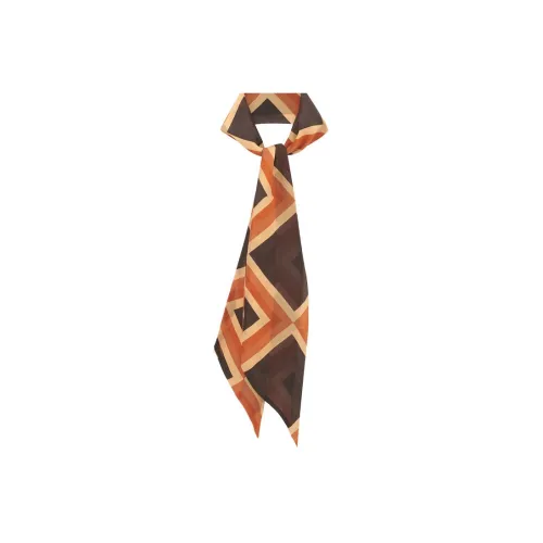 SAINT LAURENT Silk Scarves Women's Brown/Orange