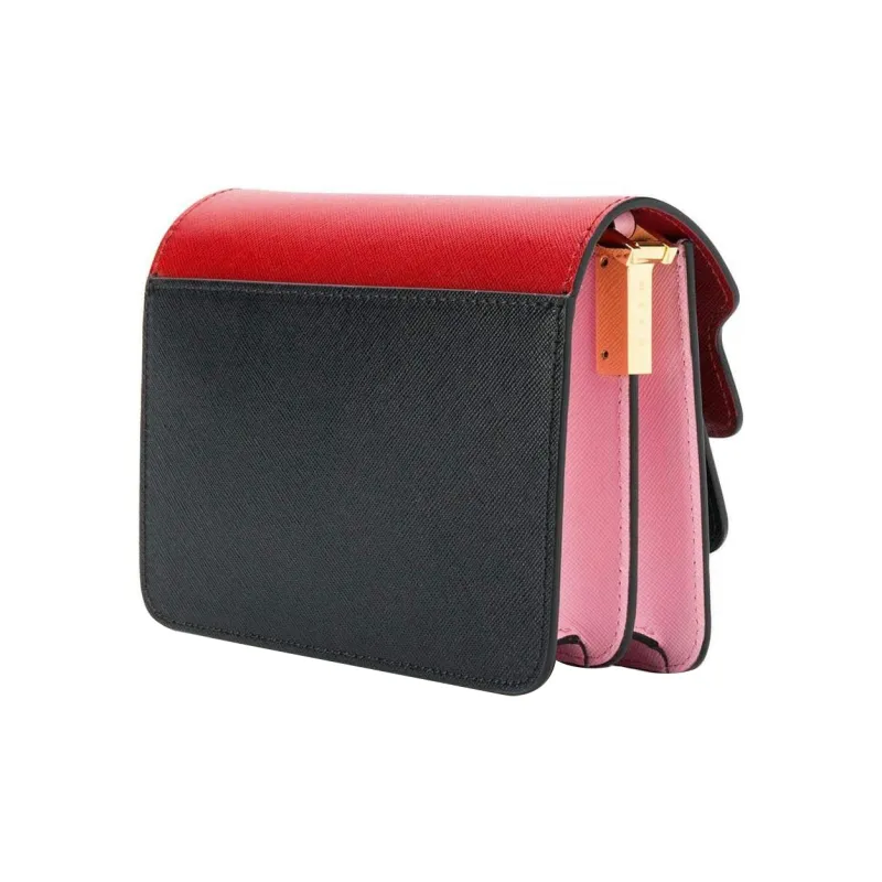 MARNI Trunk Calfskin Trunk Bag, Crossbody Bag, Shoulder Bag Mini Women's Black/Red/Pink-2