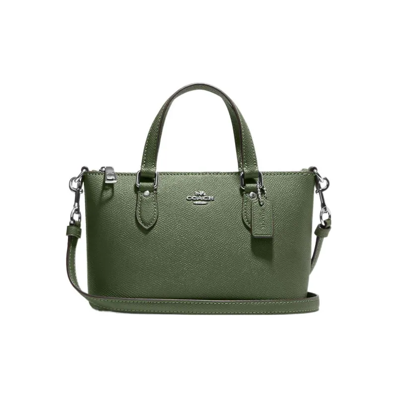 COACH Gallery Leather Handbag Shoulder Bag Crossbody Bag Small Size Women's Olive Green-0