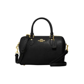 COACH Rowan Cross Stitch Leather Handbag Shoulder Bag Crossbody Bag Medium Size Women's Black