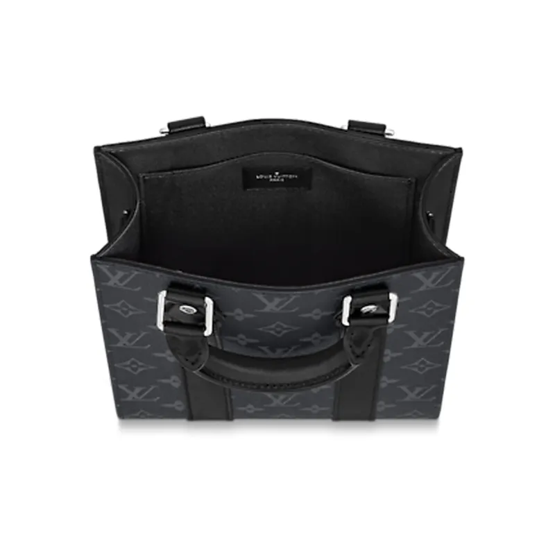 LOUIS VUITTON Sac Plat Coated Canvas Sheet Music Bag, Handbag, Shoulder Bag, Crossbody Bag Mini Men's Black-3