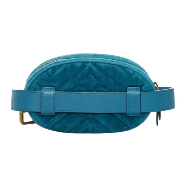 GUCCI GG Marmont Velvet Sling Bag Fanny Pack Women's Turquoise-2