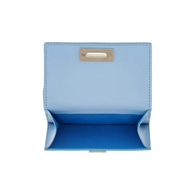 FERRAGAMO GANCINI Cow Leather Wallet Small Size Women's Light Blue-4